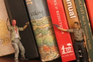 Rick vs. Zombie - one of the more historic bookshelf battles.